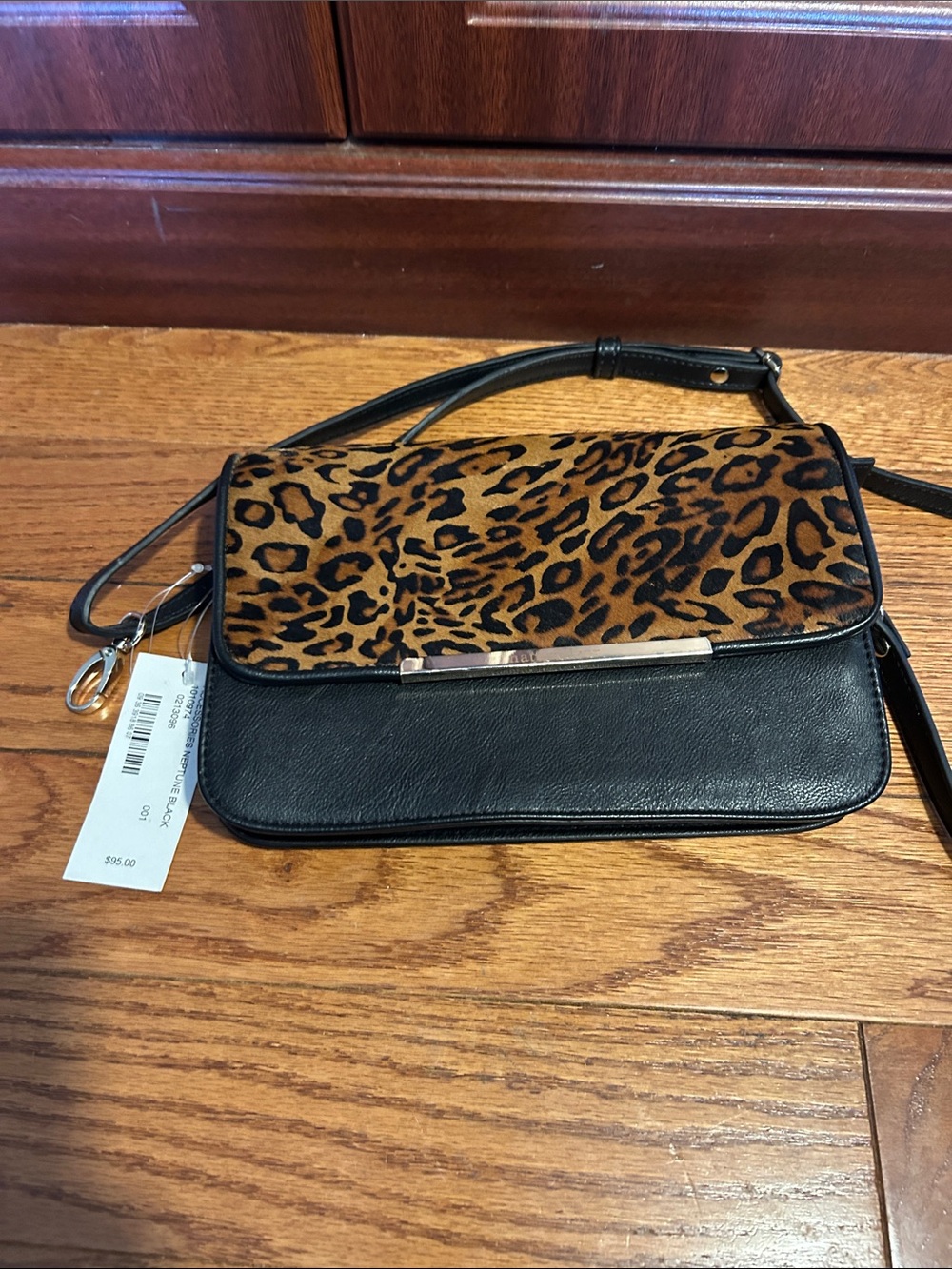 Naturalizer Leopard Print Flap Crossbody - Black and Brown
